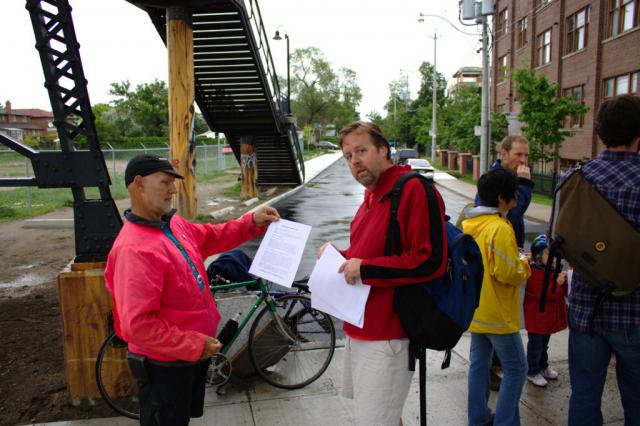 FB at the June 20th 2009 Railpath Parade: Bruce Ward and Kevin Putnam at the Railpath opening parade, starting under the Wallace Ave. bridge.